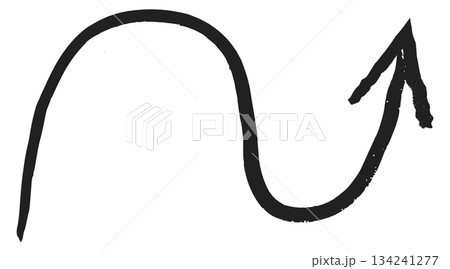 A black arrow is drawn on a white background A black arrow is drawn on a white background 134241277