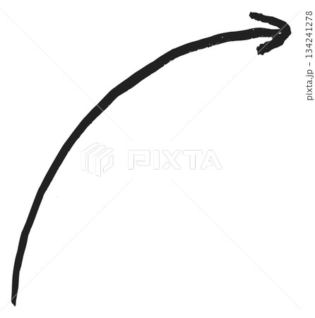 A black arrow is drawn on a white background 134241278