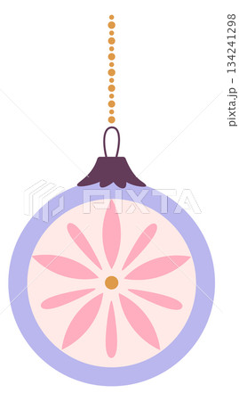 A blue and pink ornament with a flower design A blue and pink ornament with a flower design 134241298