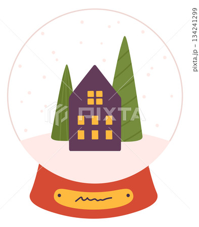 A snow globe with a house and trees inside 134241299