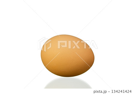 A large egg is sitting on a white background A large egg is sitting on a white background 134241424