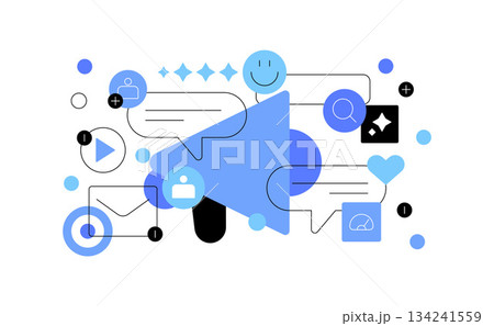 Online marketing and promotion. Flat illustration 134241559