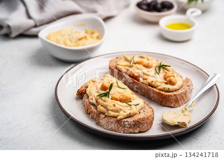 Delicious sandwiches with hummus 134241718