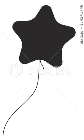 A black star balloon with a string attached to it A black star balloon with a string attached to it 134241746