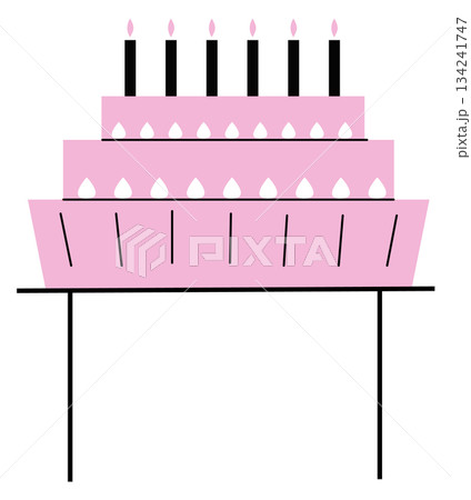 A pink birthday cake with candles on it A pink birthday cake with candles on it 134241747