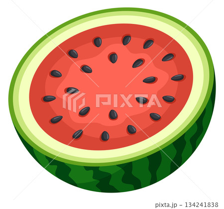 A slice of watermelon with black seeds A slice of watermelon with black seeds 134241838