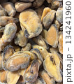 Top view of frozen mussels, seafood concept, keto diet ingredients, healthy marine food 134241960