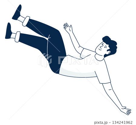 Boy float in zero gravity. Freedom flight icon Boy float in zero gravity. Freedom flight icon 134241962