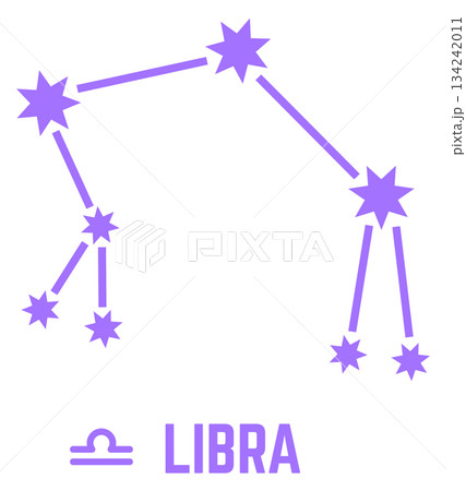Libra space constellation. Zodiac sign color icon 134242011