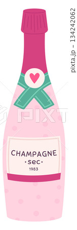 Romantic alcohol drink bottle. Champagne color icon 134242062