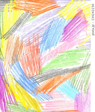 Colorful background drawn with pencil to be used as illustrations of various media. Colorful chalk, crayons with painting background 134242230