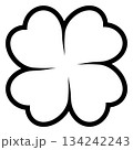 Four-leaf clover symbol line icon shape, illustration of four leaf cloverleaf, isolated on white 134242243