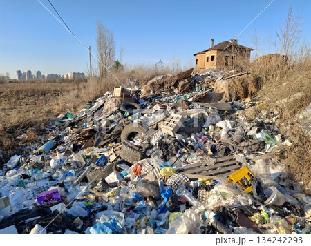 Garbage on the nature outside the city Garbage on the nature outside the city 134242293