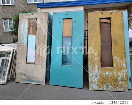 Complete replacement of old doors and windows in a multi-story building 134242295