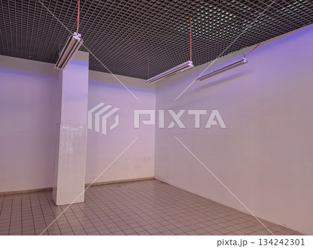 Space for rent in a large supermarket. Empty store or warehouse 134242301