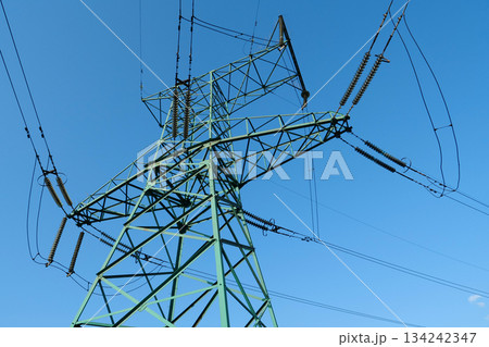 Power transmission tower and blue sky Power transmission tower and blue sky 134242347