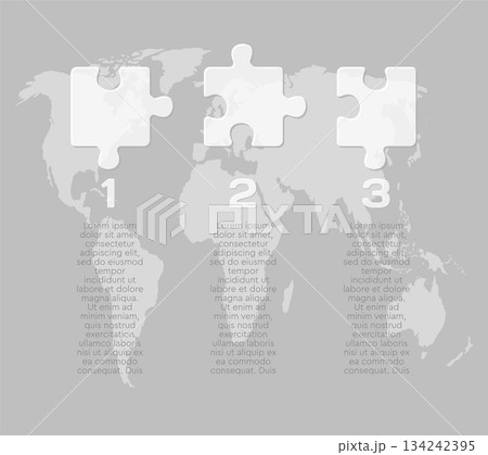 Three steps line infographic, puzzle diagram Three steps line infographic, puzzle diagram 134242395