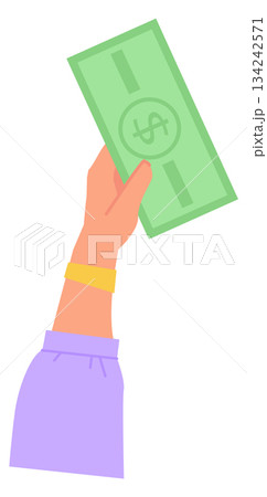 Hand hold dollar bill. Payment color icon Hand hold dollar bill. Payment color icon 134242571