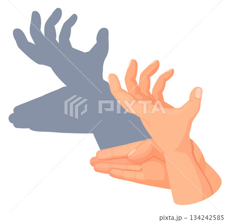 Hand show moose. Animal shadow theater gesture 134242585