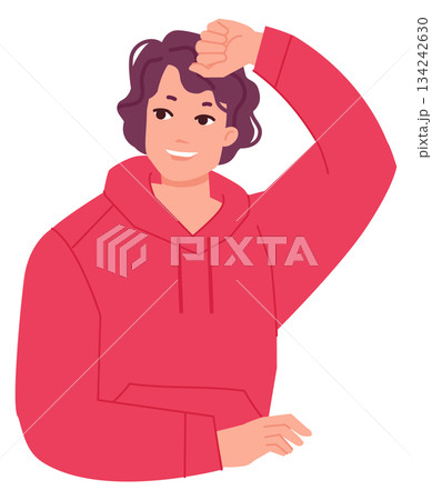 Positive looking guy. Young cheerful happy person 134242630