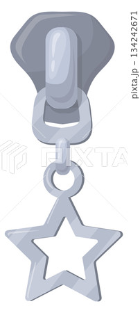 Star sewing clasp. Zip puller cartoon icon 134242671
