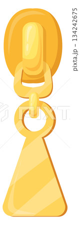 Metallic zip pull. Golden clasp cartoon icon 134242675