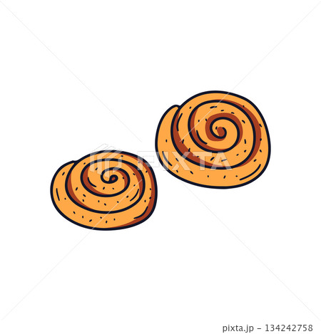 Hand drawn cinnamon roll icon vector illustration Hand drawn cinnamon roll icon vector illustration 134242758