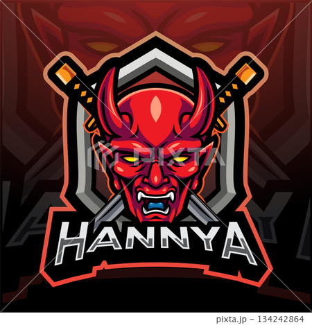 Hannya esport mascot logo design 134242864