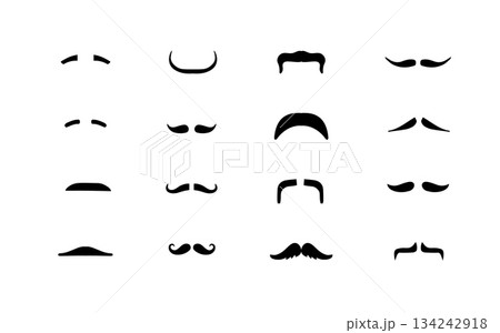 Set of moustaches in various shapes, silhouettes 134242918