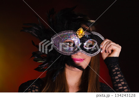 Sensual woman with carnival mask. Sensual woman with carnival mask. 134243128