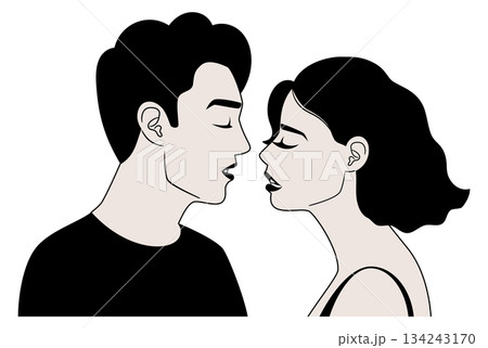 Romance black logo. Man and woman love each other 134243170