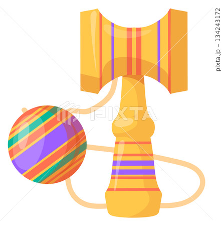 Kendama toy cartoon icon. Traditional japanese game 134243172