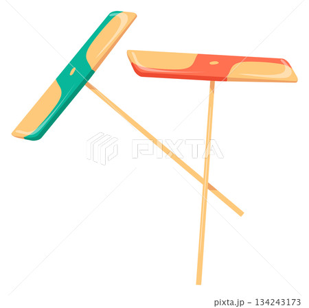 Taketombo cartoon icon. Bamboo copter wooden toy Taketombo cartoon icon. Bamboo copter wooden toy 134243173