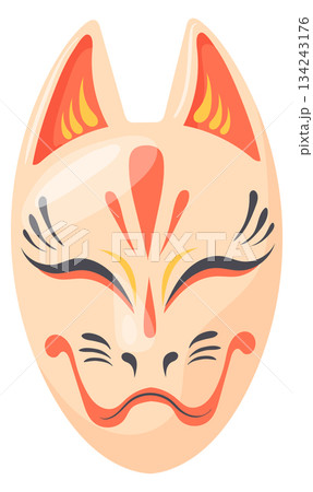 Kabuki theater mask cartoon icon. Japanese culture symbol Kabuki theater mask cartoon icon. Japanese culture symbol 134243176