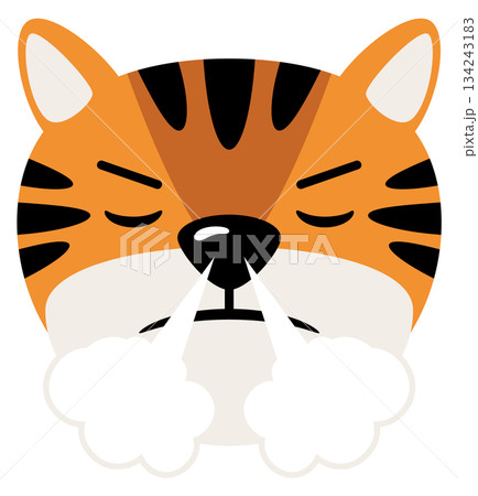Angry animal emoji. Tiger face cartoon head 134243183