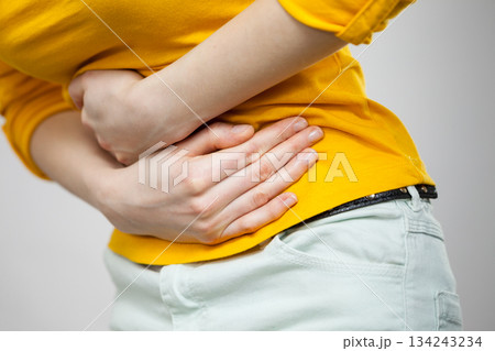 Woman suffer from belly pain. Woman suffer from belly pain. 134243234