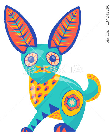 Alebrije animal. Colorful ornate rabbit in mexican style Alebrije animal. Colorful ornate rabbit in mexican style 134243260