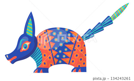Decorative armadillo with mexican folk painting. Ethnic animal pattern Decorative armadillo with mexican folk painting. Ethnic animal pattern 134243261