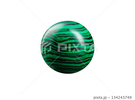 Vibrant Malachite Ball on Isolated Background 134243749