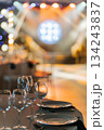 Close-up of elegantly set table with bokeh lights in background 134243837