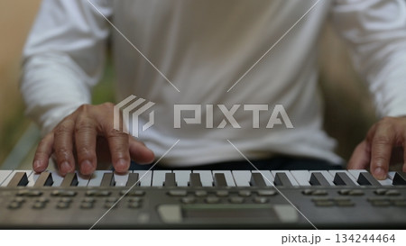 Hands On Keyboard White Keys Dance, Composers Music Of Relaxation, Trio Performance 134244464