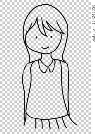 一位長著黑髮、身穿藏藍色背心、白色襯衫和藏藍色裙子的女性正面照。 一位長著黑髮、身穿藏藍色背心、白色襯衫和藏藍色裙子的女性正面照。 134245359