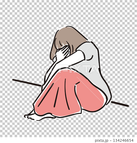 落ち込んでいる若い女性 134246654