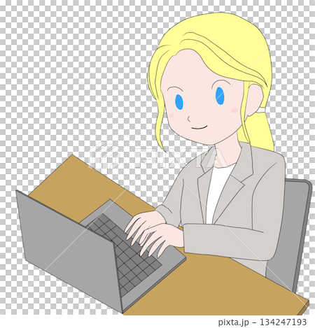 パソコンで作業する女性ビジネスパーソン・職場のイメージ 134247193