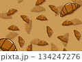 クロワッサンのランダムパターン背景 134247276
