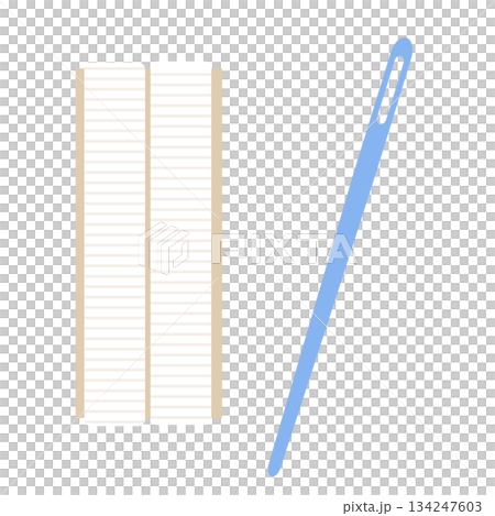 縫紉用橡皮筋和錐子的圖示材料 縫紉用橡皮筋和錐子的圖示材料 134247603