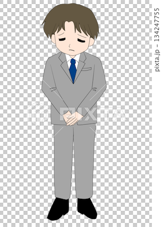 謝罪して頭を下げる悲しいビジネスマン 134247755