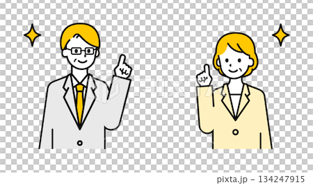 シンプルなシニアの会社員の男女_指差し 134247915