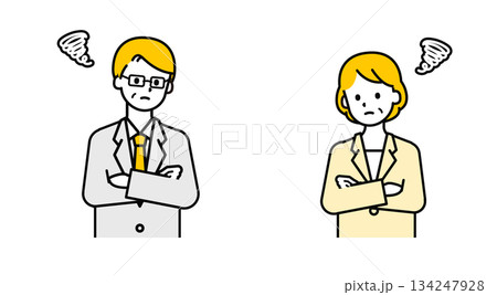 シンプルなシニアの会社員の男女_困った 134247928