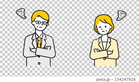 シンプルなシニアの会社員の男女_困った 134247928